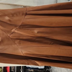 Faux leather brown circle skirt